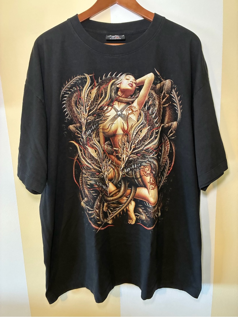 Vintage Rock Chang Dragon Shirt XXL All Over Print AOP Double Sided Goth